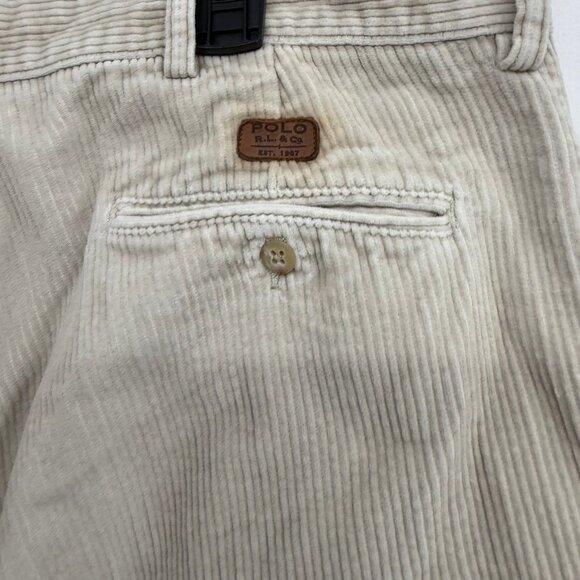 Polo Ralph Lauren Andrew Corduroy Pants Mens 40x30 Beige Pleated - Picture 5 of 11